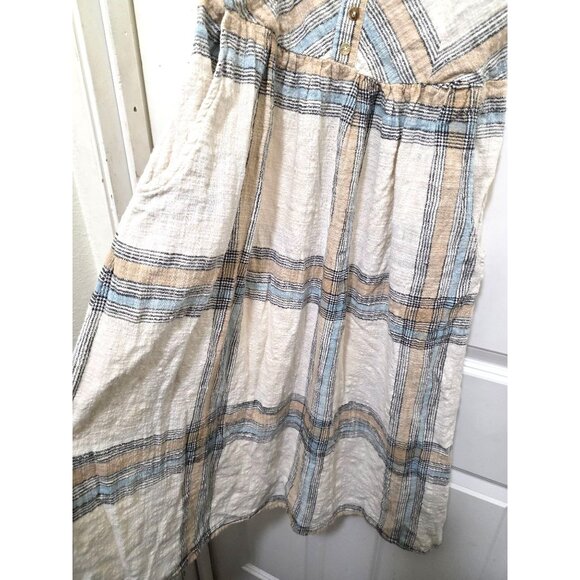 Love Stitch Blue & Beige Plaid Sleeveless Sundress With Adjustable Straps & Pock - Picture 6 of 11